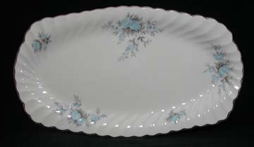 Johnson Brothers Regency - White /Blue Flowers/Grey Leaves/Silver Edge Tray - Sandwich/Large