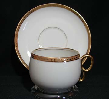 Limoges White w/Gold Band/Hearts Cup & Saucer/Bell Shape