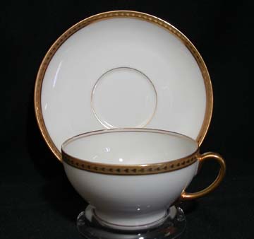 Limoges White w/Gold Band/Hearts Cup & Saucer/Low