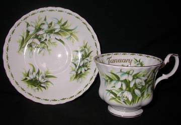 Royal Albert Flower Of The Month Series Cup & Saucer - January - Snowdrops