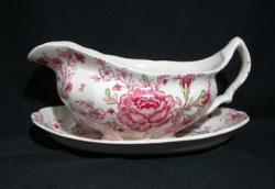 Johnson Brothers Rose Chintz - Pink Gravy Boat & Underplate