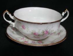Royal Albert Victoriana Rose Cream Soup & Saucer Set - Footed