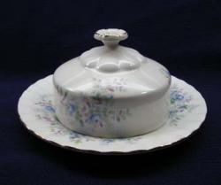 Royal Albert Blue Blossom Butter Dish - Covered - Round Base