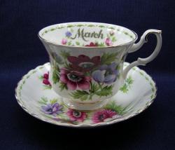 Royal Albert Flower Of The Month Series Cup & Saucer - March - Anemones