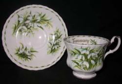 Royal Albert Flower Of The Month Series Cup & Saucer - January - Snowdrops
