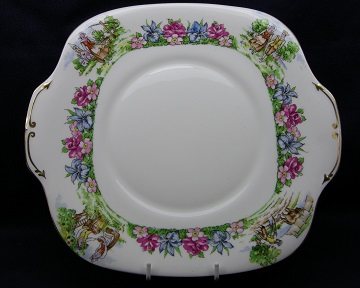Crown Staffordshire Evangelines  Acadian Gardens Plate - Cake/Handled