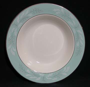 Homer Laughlin Pattern # 2116 - Eggshell Cavalier/Turquoise Line Floral Bowl - Soup/Rim