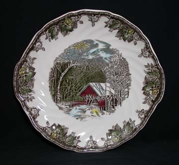 Johnson Brothers The Friendly Village Plate - Cake/Handled - The Covered Bridge