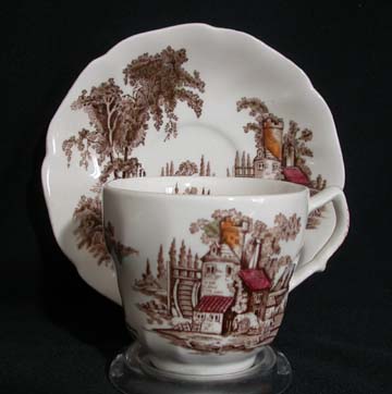 Johnson Brothers The Old Mill - Brown Cup & Saucer - Tall