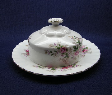 Royal Albert Lavender Rose - Made In England Butter Dish - Covered - Round Base