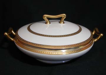Limoges White w/Gold Band/Hearts Vegetable Bowl - Covered