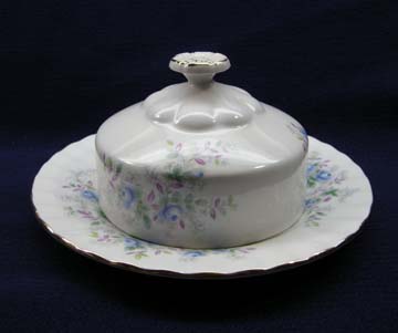 Royal Albert Blue Blossom Butter Dish - Covered - Round Base
