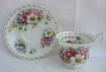 Royal Albert Flower Of The Month Series Cup & Saucer - October - Cosmos