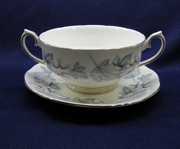 Royal Albert Silver Maple Cream Soup & Saucer Set - Footed