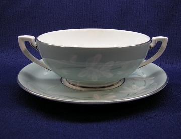 Royal Worcester Moonflower Cream Soup & Saucer Set - Footed