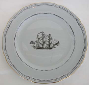 Spode Trade Winds - Black Plate - Dinner - Ship Grand Turk