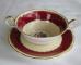 Aynsley #7439  Dark Red Cream Soup & Saucer Set - Footed