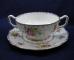 Royal Albert Petit Point Cream Soup & Saucer Set - Footed - Different Handles