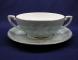 Royal Worcester Moonflower Cream Soup & Saucer Set - Footed